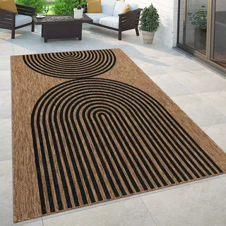 In- & Outdoor Teppich Flachgewebe Palmen Boho Sisaloptik robust Balkon & Garten Grösse 80x150 cm - Grau, Braun, Schwarz, Gelb