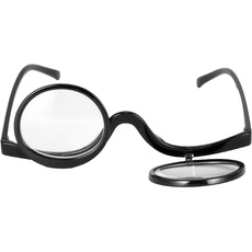MilyaDE Make-Up Brille Lesebrille Schminkbrille Rotatable Flip Up Drehbare Presbyopie Sehhilfe Lesehilfe mit Stärke, Schwarz 2,5