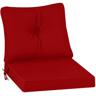 PRIMEPATIO Stuhlkissen Outdoor mit Bändern, wasserdichte Schaumstoff Sitzkissen, Lounge Sitzpolster Balkon und Gartenmöbel-Kissen, Loungekissen Gartenpolster Auflagen für Rattanmöbel, 50X50, Rot