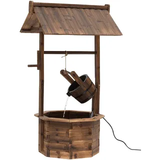 Outsunny Gartenbrunnen, Tannenholz, Verkohlt , Dunkelbraun , Holz , 57x118x68 cm , Dekoration, Gartendeko