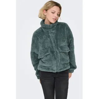Plüschjacke ONLY "ONLANNA CONTACT LIFE SOL JACKET CC OTW", Damen, Gr. L, balsam grün, Plüsch, Obermaterial: 100% Polyester, unifarben, normal, Jacken Plüschjacke, mit aufgesetzten Taschen, weiche Plüschqualität