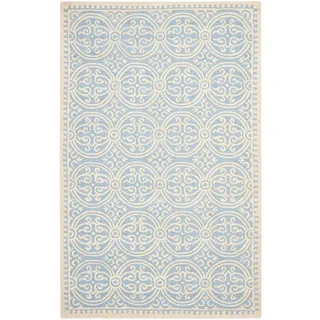 SAFAVIEH Traditionell Teppich für Wohnzimmer, Esszimmer, Schlafzimmer - Cambridge Collection, Kurzer Flor, Hellblau und Elfenbein, 244 X 305 cm