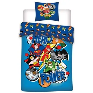 DC Comics Justice League Hero Power Blau 140 x 200 cm + 65 x 65 cm