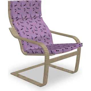 ABAKUHAUS Teen Zimmer Poäng Sessel Polster, Kleine Kätzchen-Herzen, Sitzkissen mit Stuhlkissen mit Hakenschlaufe und Reißverschluss, Violett-Rosa-Schwarz - Violett, Rosa, Schwarz