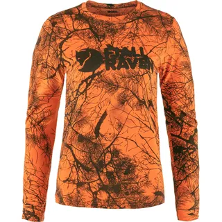 Fjällräven Damen Värmland Wool LS T-Shirt, Orange Multi Camo, XXS
