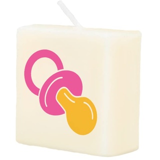 PD-Party 7040054 Geburtstag Dekorativ Wachs Kerze | Wax Candle - Baby Mädchen, Cremefarben/Schwarz, 4cm Länge x 4cm Breite x 2cm Höhe