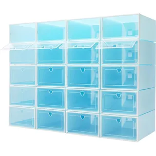Schuhbox, stapelbares Design, klare Deckel für einfachen Zugriff, Blaue Farbe