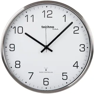 Technoline Funkwanduhr 33 cm WT8900 silber/weiß