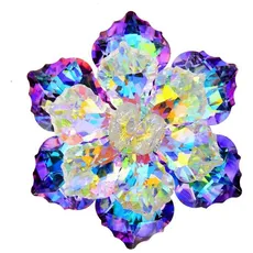 Brosche Schmuck Blume bunt Kristall Stahl, 4 x 4 cm, Edelstahl