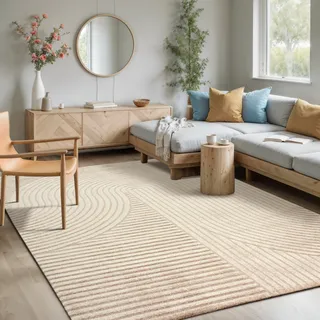 MERINOS »Elio« rechteckig 16 mm Höhe moderner Kurzflor Teppich, mit Hoch-Tief-Effekt, 3D Effekt,