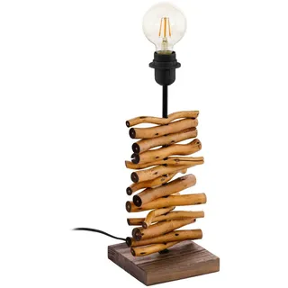 Eglo LEUCHTENFUß , Braun, Schwarz , Holz, Metall , Eiche , 15x40x15 cm , mit Schalter , Lampen & Leuchten, Leuchtenserien