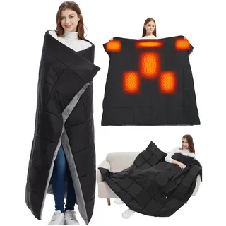 CYCYHEAT Heizdecke mit Akku Kabellos 7,4V 20000mAh Elektrische Wärmedecke | 140×160 cm, Carbonfaser-Heizung, 30 Sek. Schnellaufheizung, 3 Heizstufen, 18W Laden, wärmt Nacken, Rücken & Hände bis 10 Std.