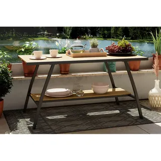 Ambia Garden Loungetisch , Teakfarben , Holz, Metall , Akazie , massiv , rechteckig , eckig , 113x59x60.5 cm , Gartenmöbel, Loungemöbel, Lounge-Serien