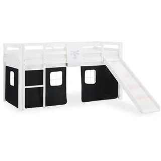 Homestyle4u Hochbett mit Rutsche 90/200 cm Pirat , Weiß, Schwarz , Holz , Babymöbel & Kindermöbel, Kinderzimmer & Jugendzimmer, Kinderbetten, Hochbetten