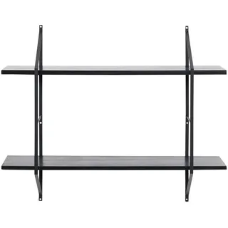 Mid.you Wandregal , Schwarz , Holz , Paulownia,Paulownia , massiv , 2 Fächer , 76x63x25.5 cm , Wohnzimmer, Regale, Wandregale