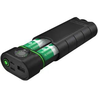 Ledlenser Flex10 Outdoor USB-C Powerbank Ladegerät, 2 entnehmbare Lithium Akkus, Kurze Ladezeit, Robustes Gehäuse, IP65 Schutz vor Staub, Wasser, Kurzschluss, Lade u. Kapazitätsanzeige