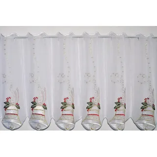 Scheibengardine STICKEREIEN PLAUEN "Glockenzauber" Gr. 1, bunt, B:95cm H:40cm, Voile, Polyester, Gardinen, Scheibengardine, mit echter Plauener Spitze Stickerei