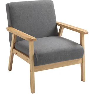 Homcom Ohrensessel Relaxsessel Leinen 70 x 72 x 64 cm Grau mit Kissen