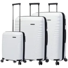Totto Hartschalenkoffer-Set, Traveler, Weiß, drei Koffergrößen, erweiterbares System, TSA-Material, Futter aus Polyester, weiß