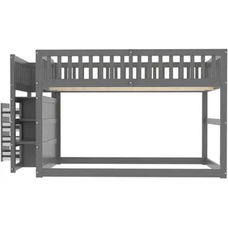Flieks Etagenbett 140x200 Sicherheitsbett Staufach Holz Grau , Holzwerkstoff , 140x200 cm , Babymöbel & Kindermöbel, Kinderzimmer & Jugendzimmer, Kinderbetten, Hochbetten