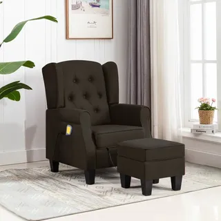 vidaXL Massagesessel mit Hocker Dunkelbraun Stoff - Massagesessel - Massage Sessel - Sessel Massagefunktion - Massage Fernsehsessel - Braun