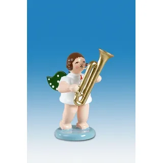Holzfigur Engel mit Sarrushphon und Krone Höhe 6cm NEU Holzengel Bote Gottes