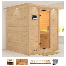 Bild Sauna »Menja«, (Set), 9-kW-Bio-Ofen mit externer Steuerung beige