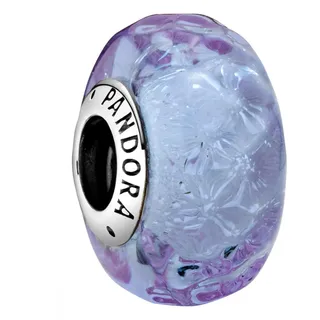 Pandora Wellenförmiges Lavendelblaues Murano-Glas Silber 798875C00