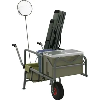 vidaXL Angelwagen Grün mit Rad Pulverbeschichteter Stahl