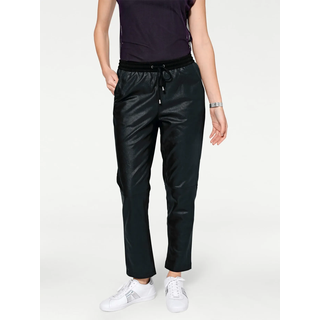 Lederhose HEINE, Damen, Gr. 48, Normalgrößen, schwarz, 100% Lammnappaleder, Bund:30% Polyester, 5% Elasthan, 65% Viskose, unifarben, 7/8-Länge, Hosen Lederhose