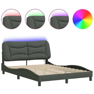 vidaXL Bettgestell mit LED ohne Matratze "Hvar" Dunkelgrau 120x200 cm Stoff