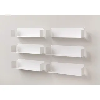 TEEbooks – 6 Schwebende Bücher Wandregal 60 cm | Unsichtbares Regal aus Stahl Weiss | Minimalistisches Wand Bücherregal | Made in Italy | Einfache Wandmontage