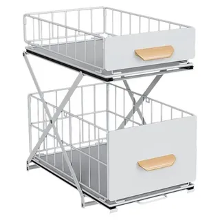 Ausziehbare Schublade unter der Spüle für die Küchenzeile, Gewürzregal, Badezimmer, weiß