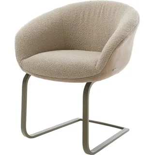 DeLife Freischwinger Vinka-Flex mit Armlehnen Materialmix Schlamm Freischwinger flach Effektfinish Titan Taschenfederkern