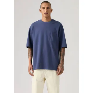 T-Shirt LEVI'S "Workwear Tee", Herren, Gr. XL, blau indigo, Jersey, Obermaterial: 100% Baumwolle, oversize hüftbedeckend, Rundhals, Shirts T-Shirt, mit aufgesetzter Tasche
