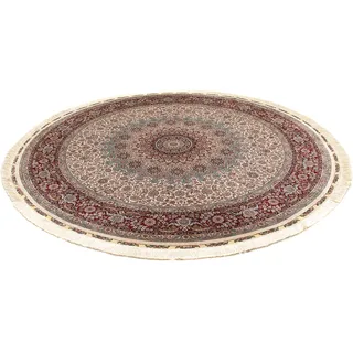 morgenland Orientteppich »Hereke rund - 215 x 215 cm - hellbraun«, rund, 3 mm Höhe, Wohnzimmer, Handgeknüpft, Einzelstück mit Zertifikat, braun