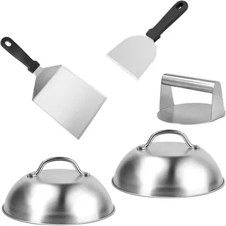 Relaxdays Burgerpresse 5-teilig Edelstahl Silber