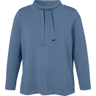 Sweatshirt VIA APPIA DUE "VIA APPIA DUE Sweatshirt", Damen, Gr. 46, blau (bleu), Obermaterial: 49% Viskose CV. 43% Polyester PES. 8% Elasthan EL., uni, regular fit, Sweatshirts Sweatshirt, Große Größen