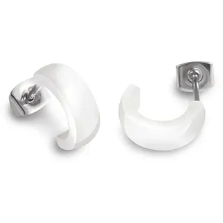 Boccia Titanium Boccia 0584-01 Damen-Ohrringe Halb-Creolen Titan Keramik Weiß