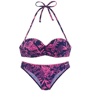 VENICE BEACH Bügel-Bandeau-Bikini Damen marine-pink bedruckt Gr.34 Cup E