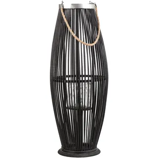 Beliani Laterne Holz 27x72x27 cm 1 x Schwarz