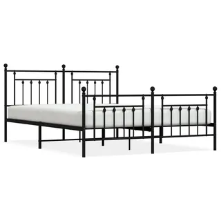 vidaXL Metallbett ohne Matratze mit Fußteil Schwarz 180x200 cm - Schwarz