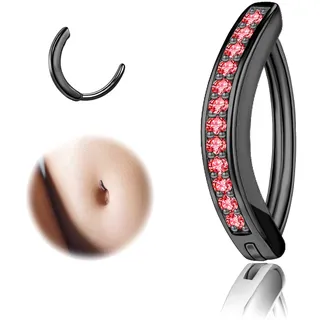 ZS 14G Clicker Piercing Bauchnabel für Frauen, Diamanten Bauchnabelpiercing Silber 925 Reverse Curved Nabel Barbell Schmuck Körperschmuck (Diamanten:12mm)