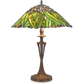 Casa Padrino Tiffany Tischleuchte Hockerleuchte Bananenblätter 40 cm ModX4c - Leuchte Lampe