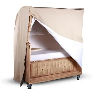 Atmungsaktive Strandkorb Abdeckhaube Korb Schutzhülle Schutzplane Abdeckung - beige - 2,5-Sitzer (140cm breit)