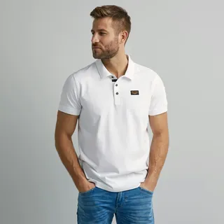 Poloshirt PME LEGEND, Herren, Gr. 4XL, weiß, Web, Obermaterial: 95% Baumwolle, 5% Elasthan, normal hüftbedeckend, Rundhals, Shirts Poloshirt, mit Logostickerei