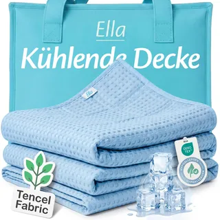 Ella Kühlende Decke, Atmungsaktive Cooling Sleep Decke, Tencel-Stoff und umweltfreundliche Kühldecke für Menschen, Kühldecken zum Schlafen, Oeko-TEX-zertifizierte dünne Sommerdecke 200x200 Himmelblau