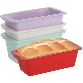 Bafumiu 4er Set Mini Silikon Backformen Rechteckig, 20 x 9,5 x 5,5 cm Kastenform für Brot, Kuchen & Toastbrot, Airfryer geeignet – Perfektes Zubehör zum Backen, silikon backformen, kuchenform silikon
