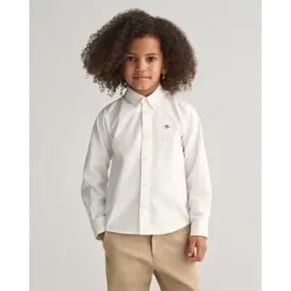 Gant Unisex für Kinder. 830423 Oxford Shield Kinder Shirt weiß (5/6años= 110/116cm), Lässig, Baumwolle, Klassisch, Langarm, Bio-Baumwolle, N