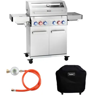 TAINO PLATINUM YAMARA 4+2 Gasgrill Edelstahl 4 Brenner Sear-Burner Backburner - Silber